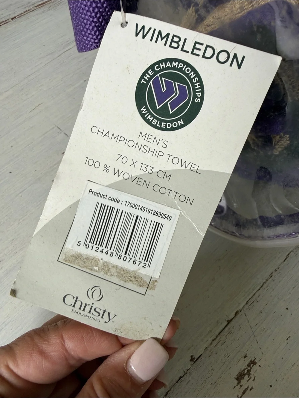 Wimbledon Tennis England 2013 Christy Purple and Gold Logo Towel - Case - NEW